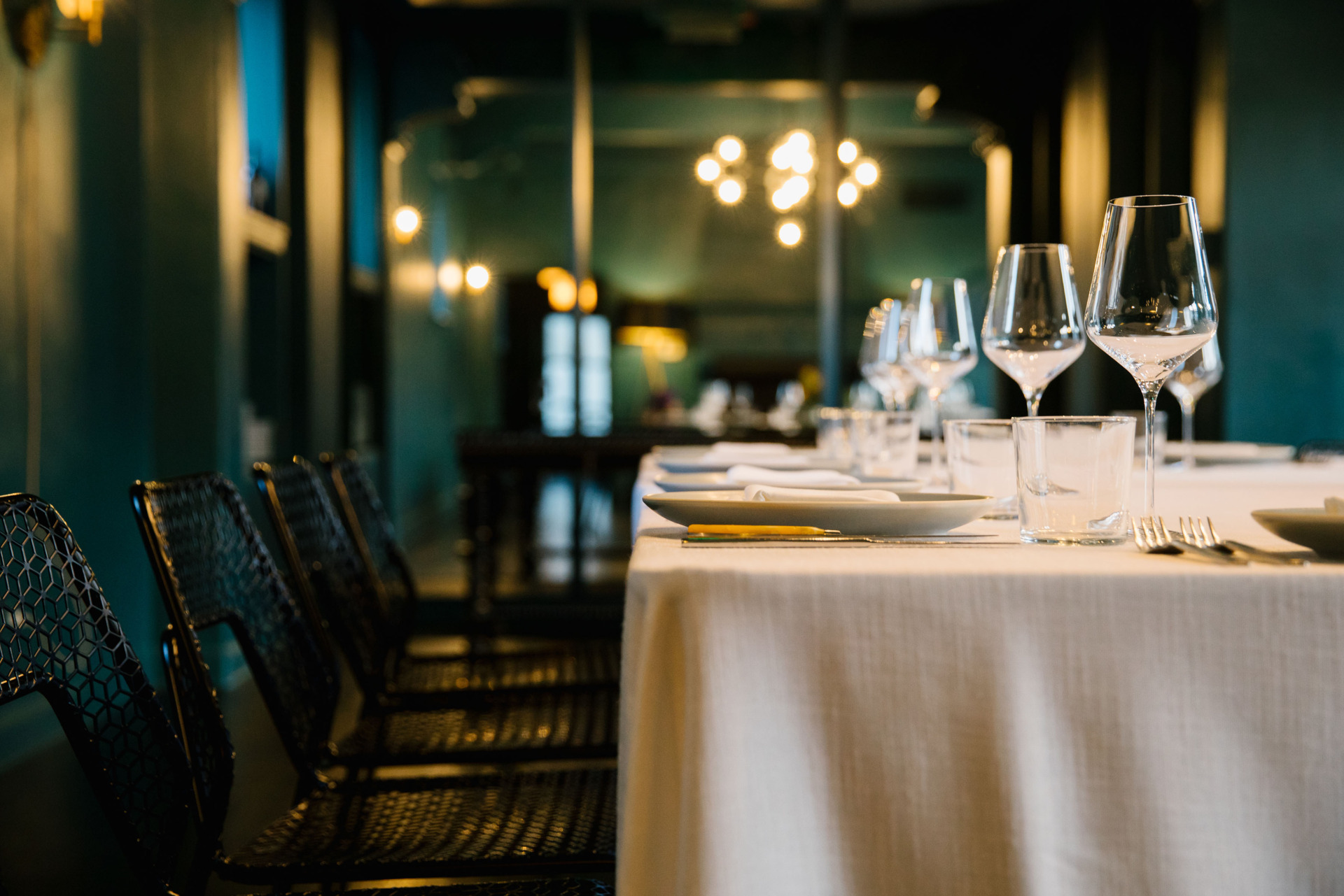 a table height view of a dining table