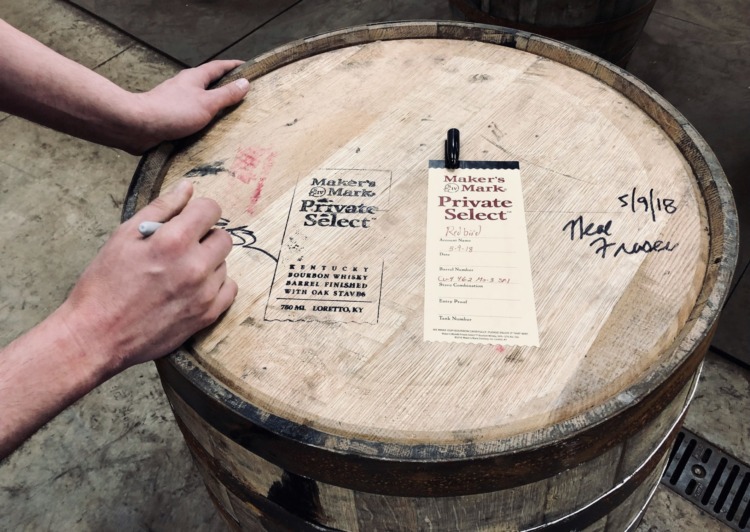 Barrel of bourbon for Redbird signed by Chef Neal Fraser and Bar Director Tobin Shea