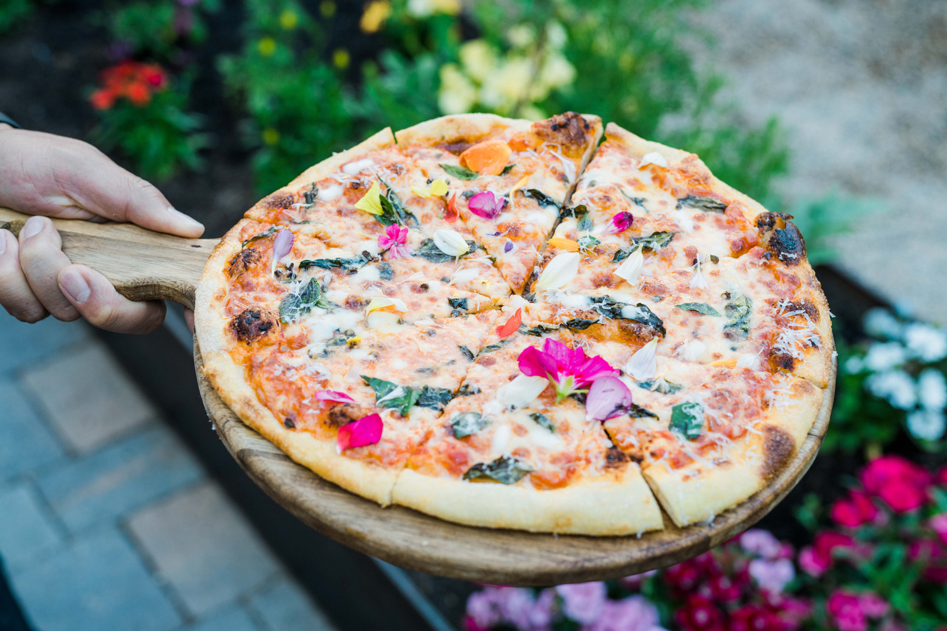 pizza with flowers