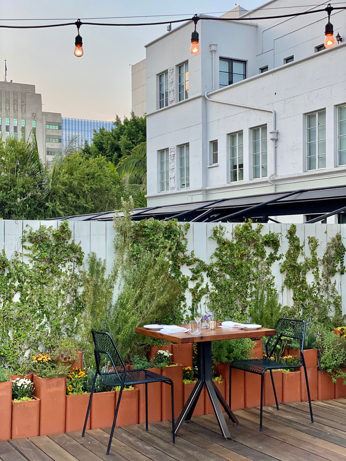 tables on balcony