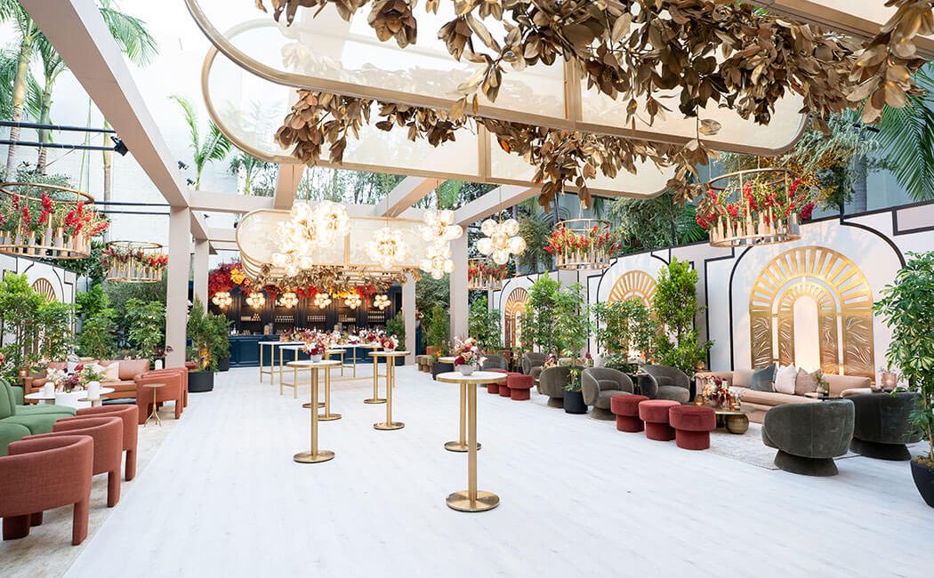 A cocktail recaption layout for a corporate event at Redbird | Vibiana