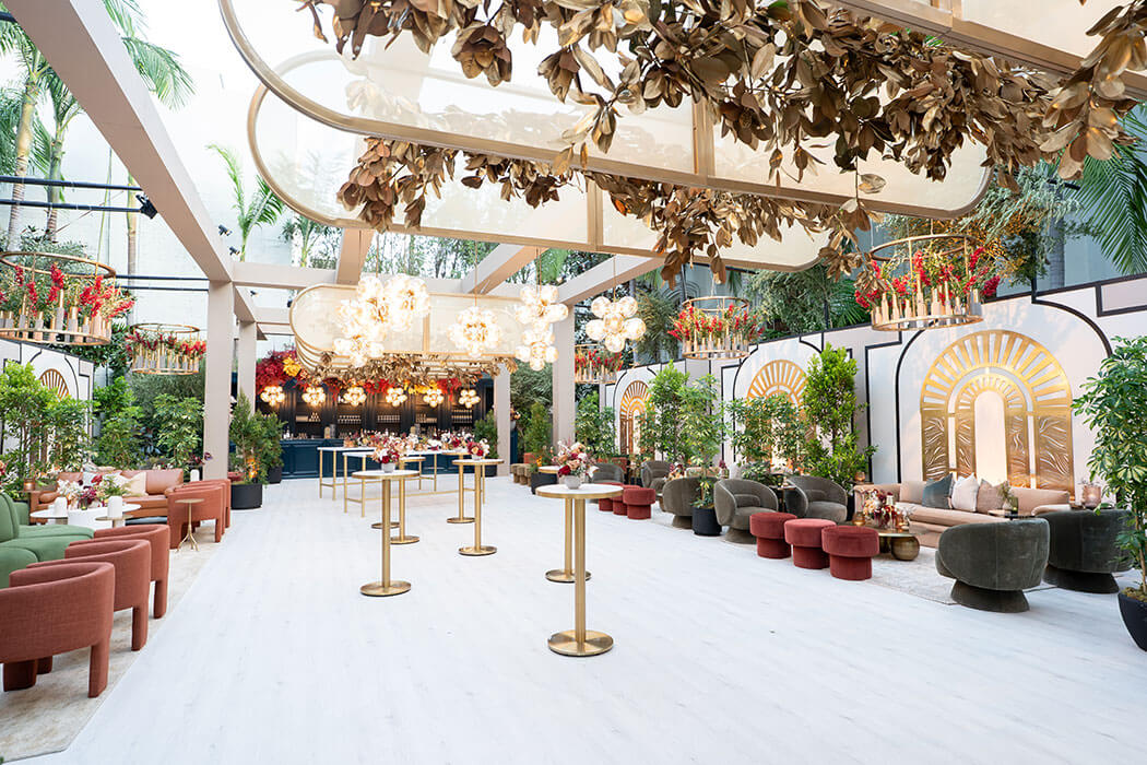 A cocktail recaption layout for a corporate event at Redbird | Vibiana