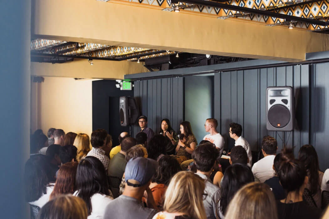 A meeting in The West Room at Redbird | Vibiana