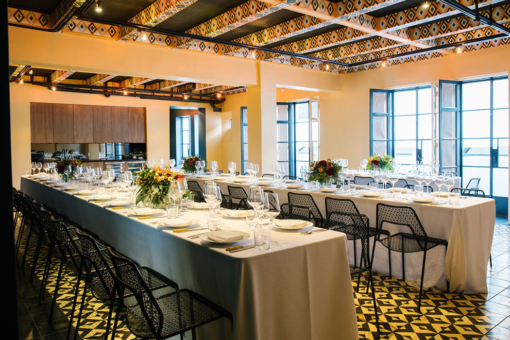 Dining tables in The West Room at Redbird | Vibiana