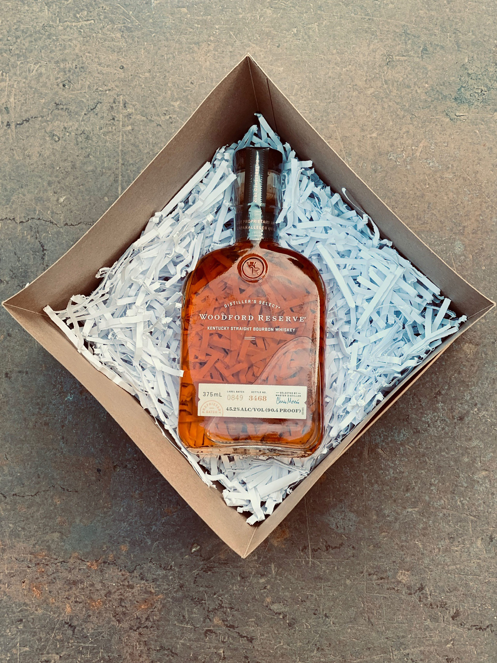 bottle of Woodford reserve in a box