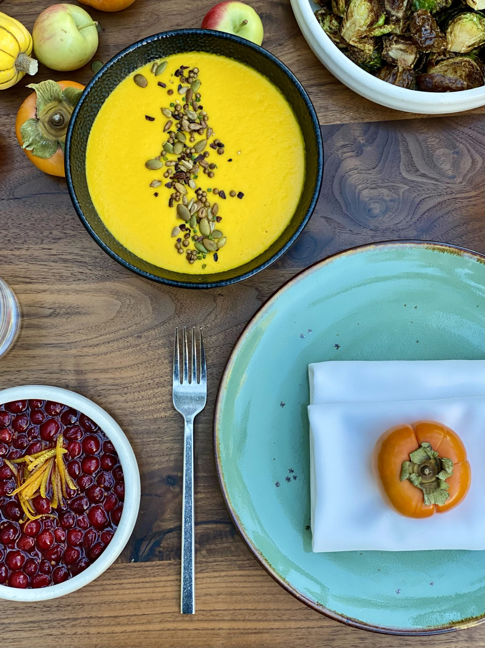 Butternut squash soup and cranberries