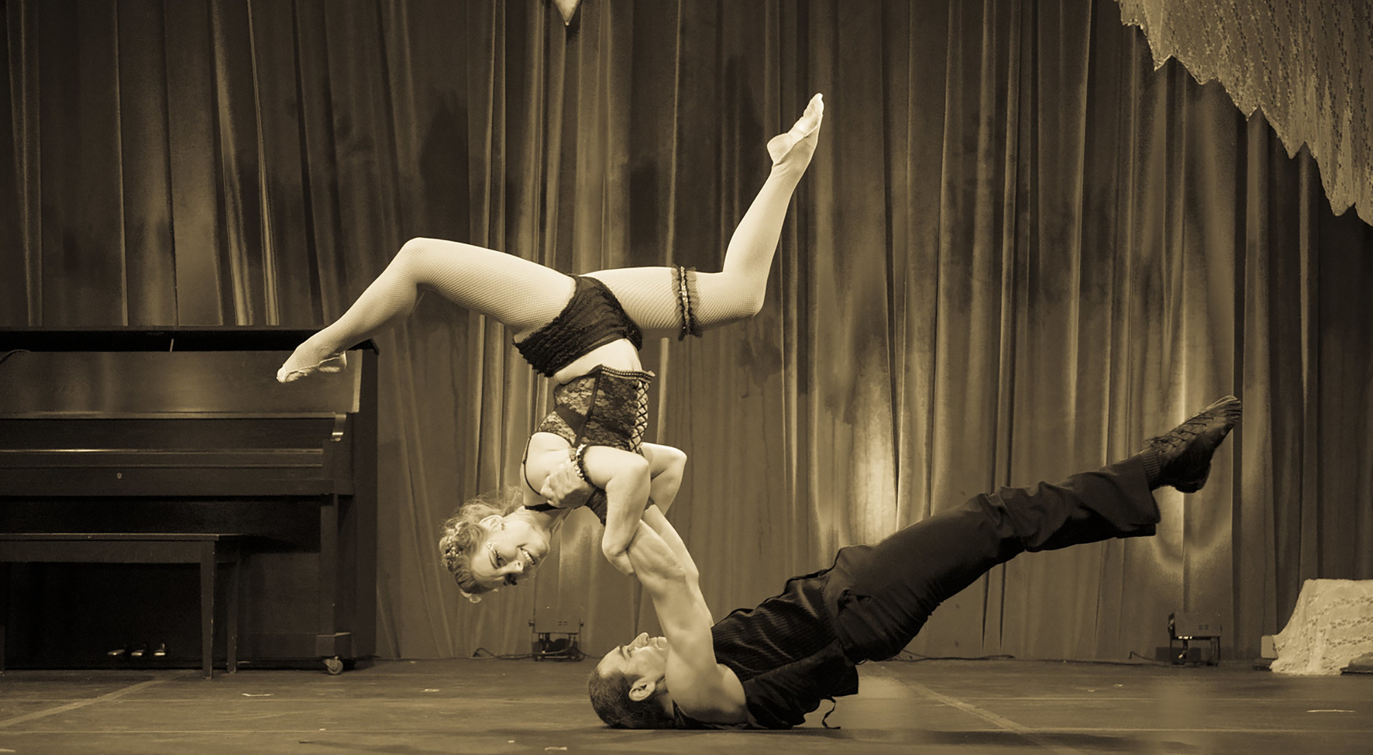 acrobatic man and woman
