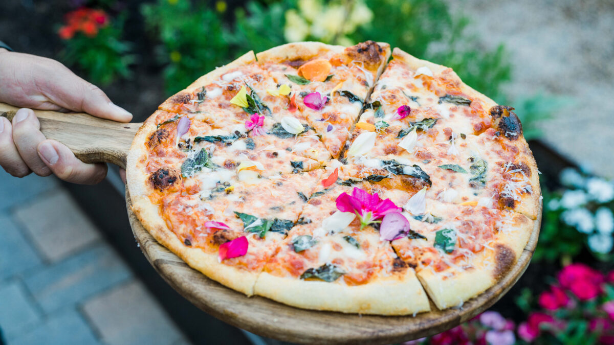 pizza with flowers