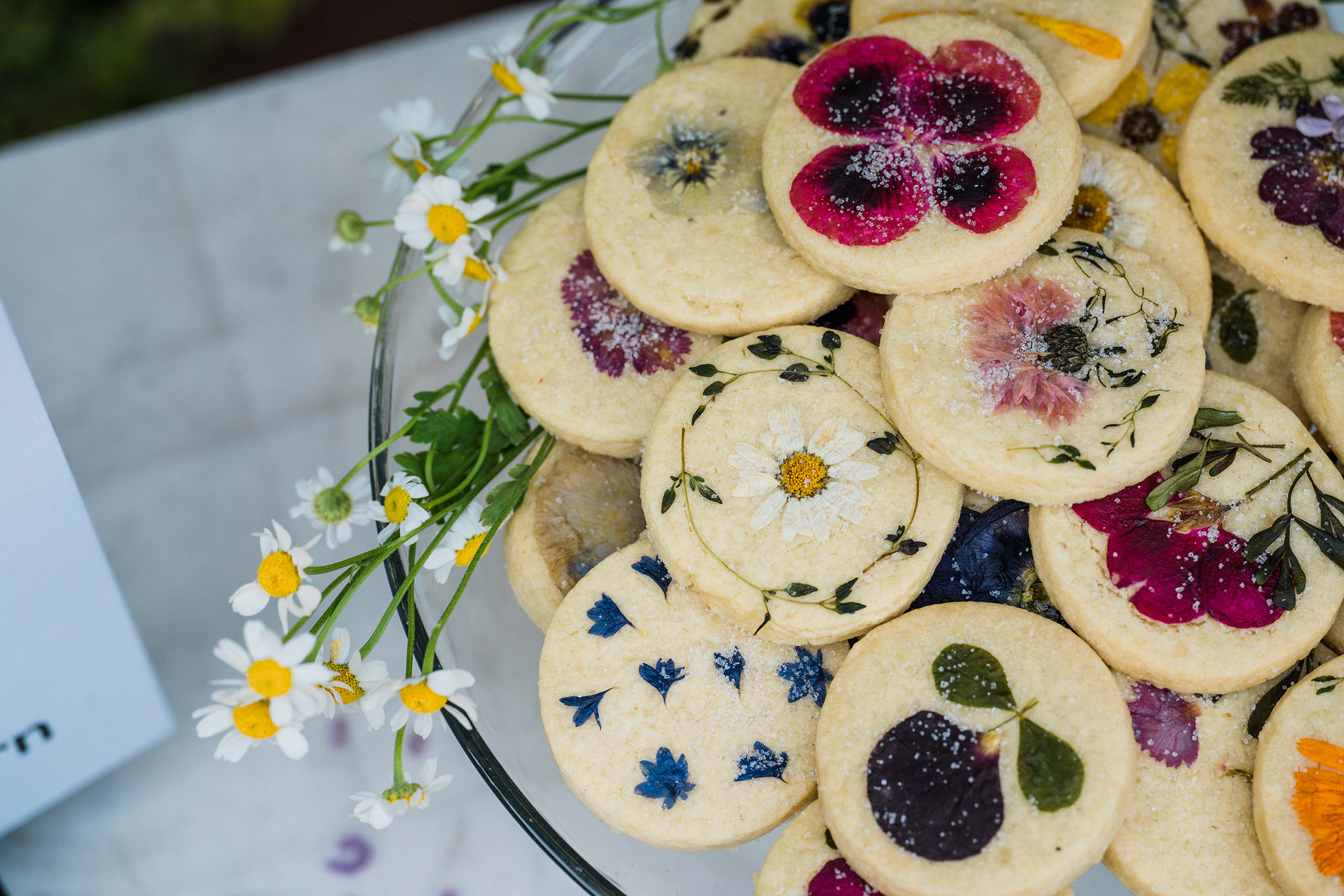 cookies with flowers baked in