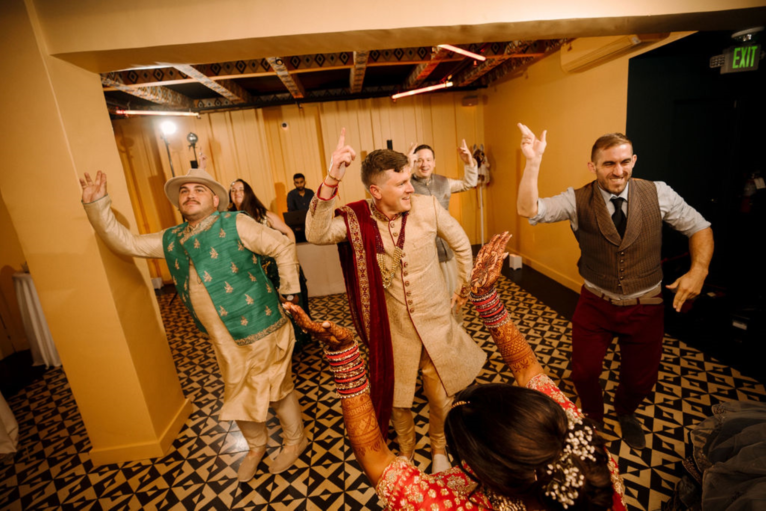 Indian wedding men dancing